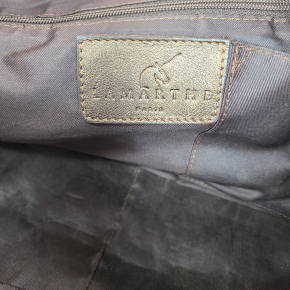 Lamarthe Paris Metallic Brown Small Leather Shoulder Bag Stud Accents - Picture 15 of 16